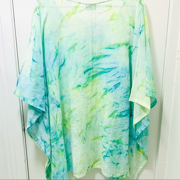 SUGARCANE Swimsuit Coverup, Green and Yellow Tie Dye - Picture 2 of 3